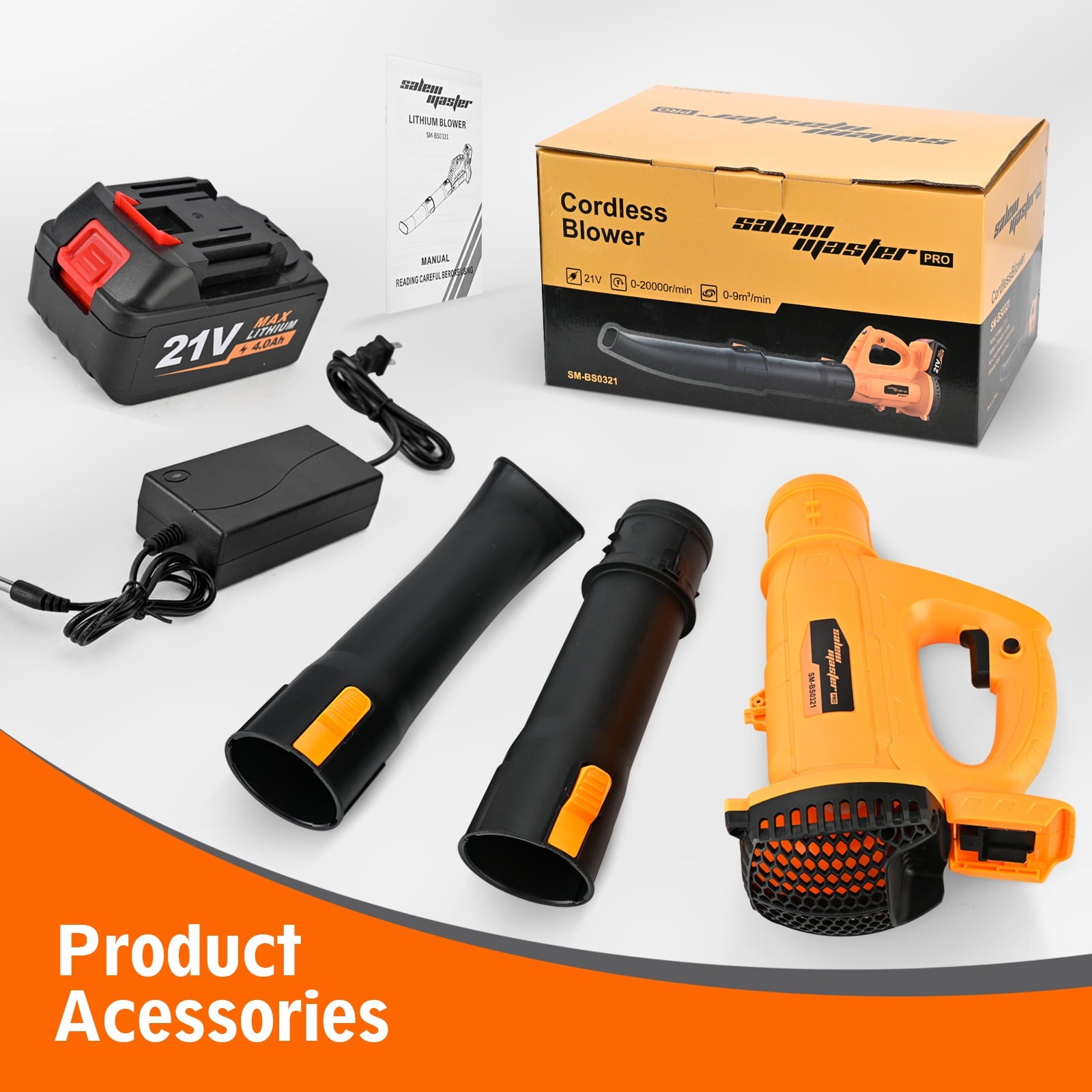 BEEDECK Cordless Leaf Blower - 450 CFM 6-Speed Electric with 20V Lithium Blower, Lightweight Leaf Blower for Patio, Lawn, Garden and Work Around House