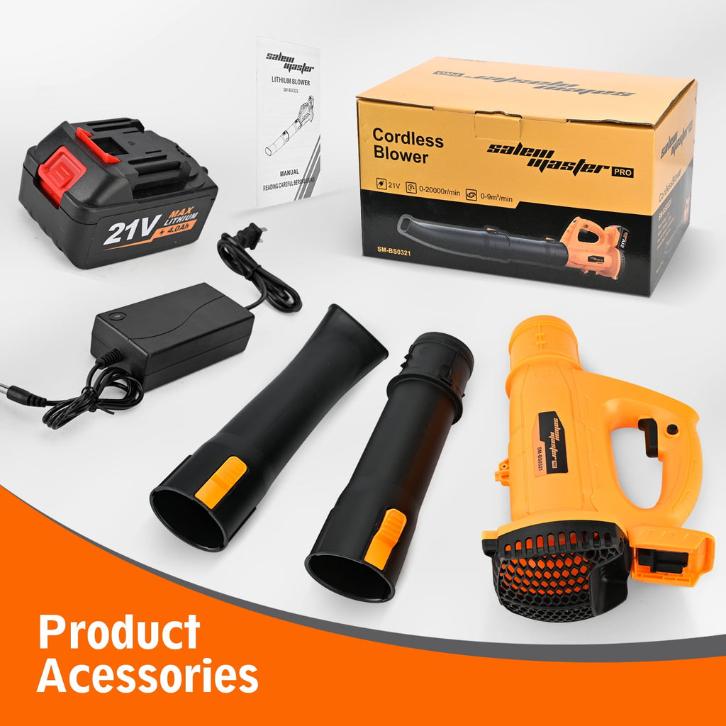 BEEDECK Cordless Leaf Blower - 450 CFM 250 MPH 6-Speed Electric with 20V 4.0Ah Lithium Blower, Lightweight Leaf Blower for Patio, Lawn, Garden and Work Around House