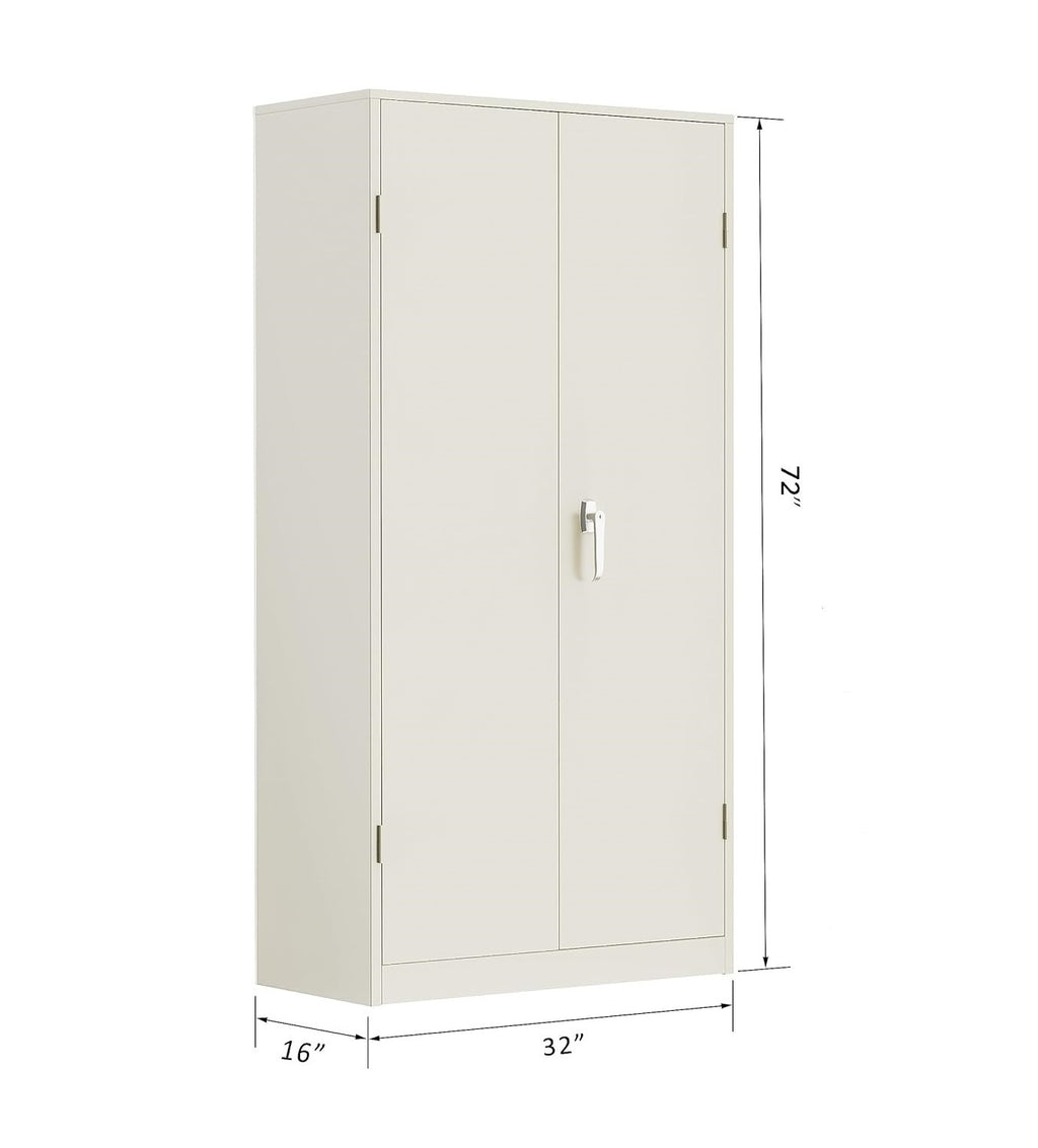 71" Metal Garage Storage Cabinet with Locking Doors and Adjustable Shelves for Home, Office(Black)