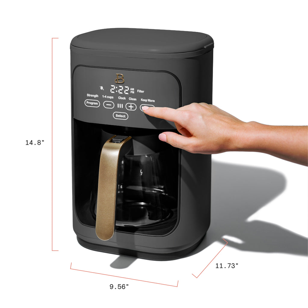 Beautiful 14-Cup Programmable Drip Coffee Maker with Touch-Activated Display, White Icing by Drew Barrymore