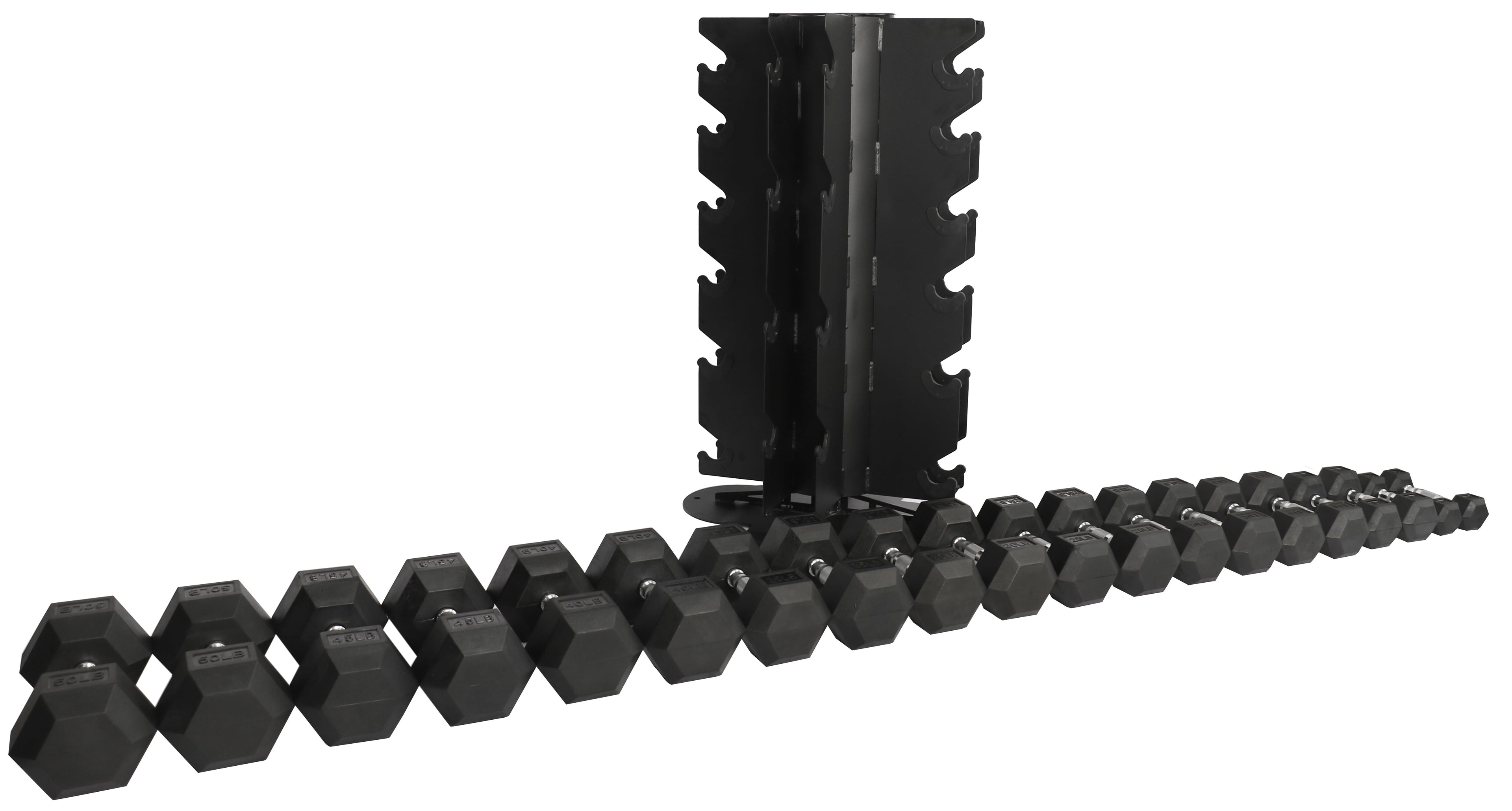 BalanceFrom 100LB Rubber Coated Hex Dumbbell Weight Set with A-Frame Rack, 5-20 lbs Pairs