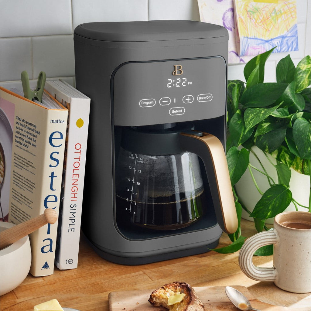 Beautiful 14-Cup Programmable Drip Coffee Maker with Touch-Activated Display, White Icing by Drew Barrymore