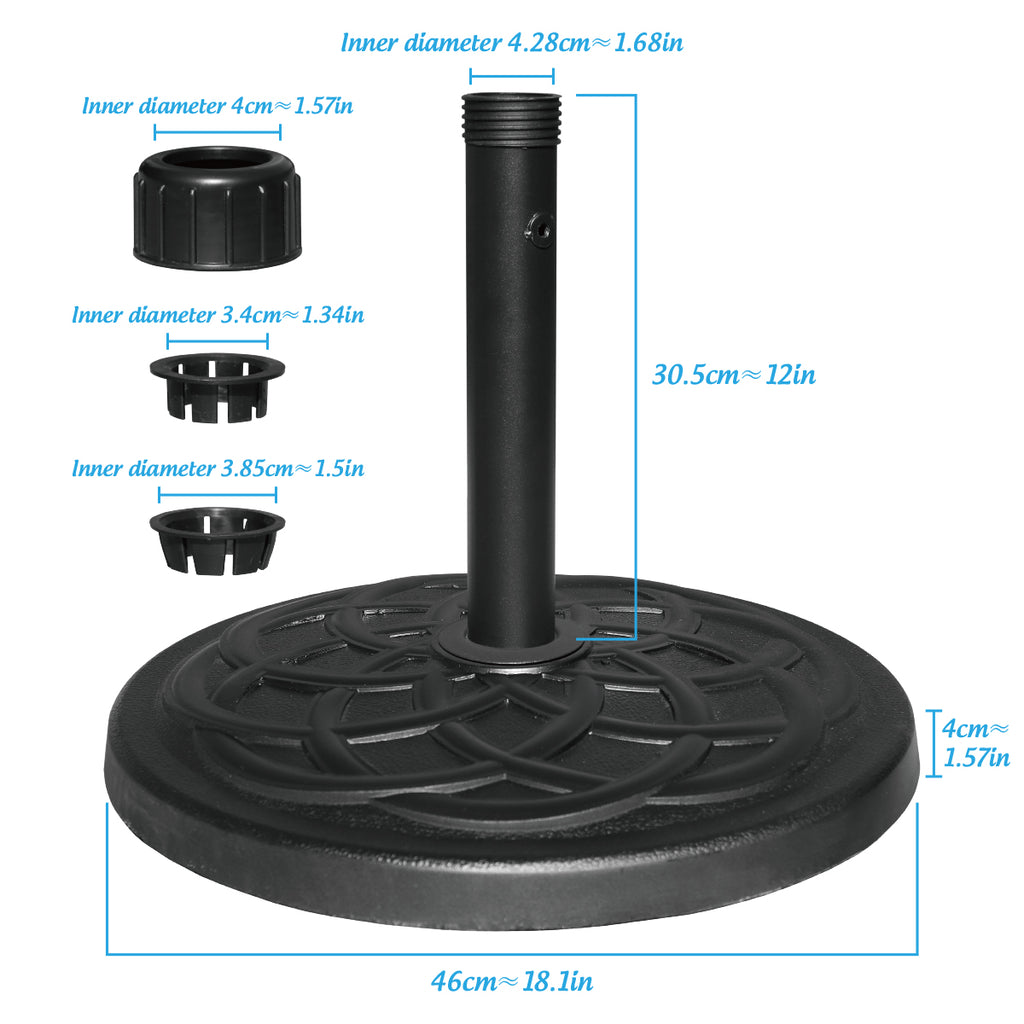 Abble 27lbs Heavy Duty Powder Coated Resin Round Umbrella Base Black