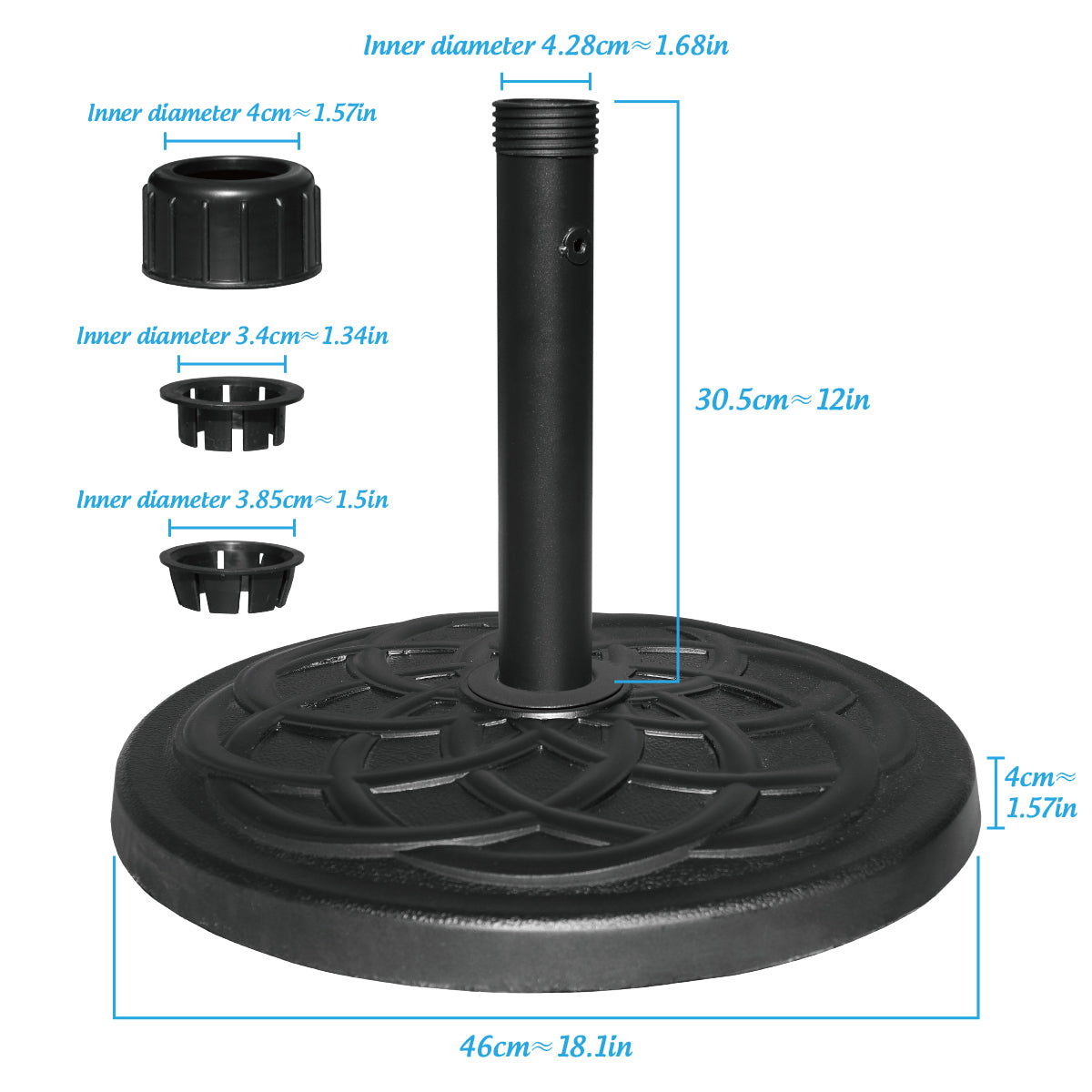 Abble 27lbs Heavy Duty Powder Coated Resin Round Umbrella Base Black