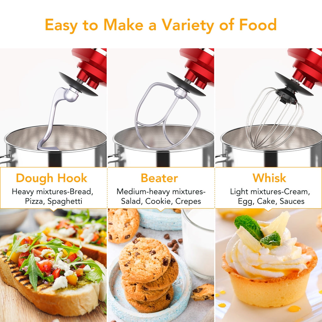 Acekool Stand Mixer, 7.5Qt 10 Speed 660W Tilt Head Electric Food Mixer