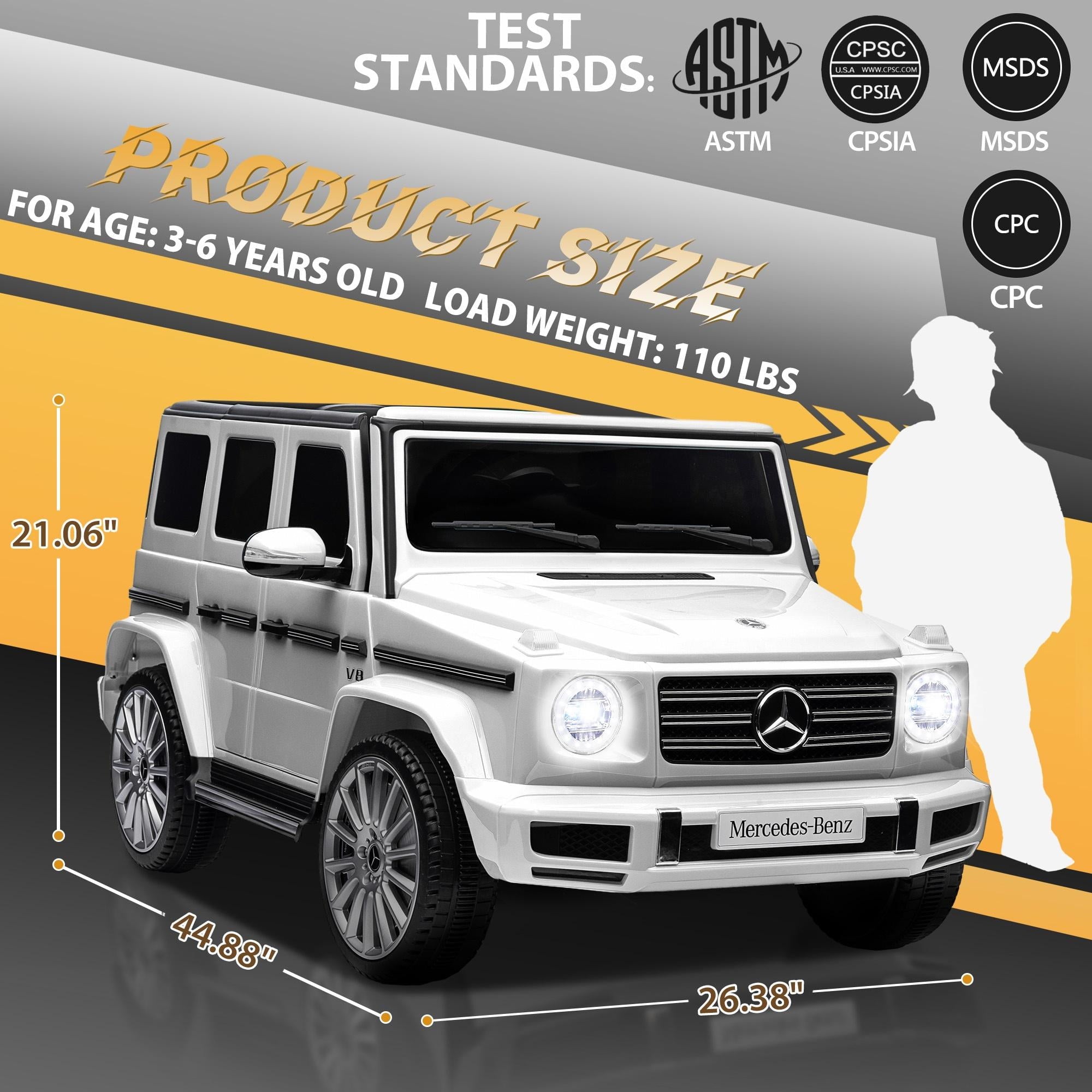 24V Ride on Car with Remote Control for Kids Mercedes Benz Ride on Car Toy for Boys and Girls 3-6 Years Old, Electric Vehicle, Bluetooth, LED Light, White