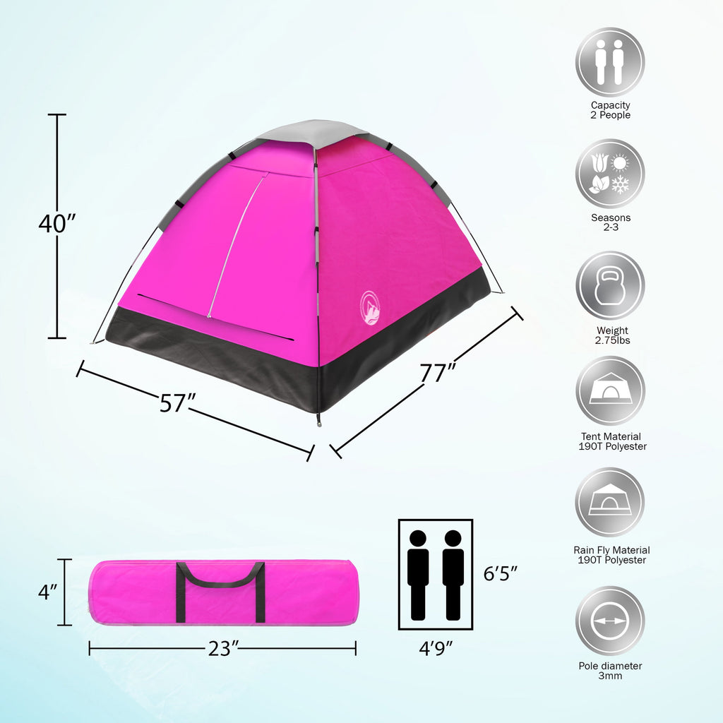 2-Person Dome Tent- Rain Fly & Carry Bag- Easy Set Up-Great for Camping Backpacking Hiking & Outdoor Music Festivals by Wakeman Outdoors (Yellow)