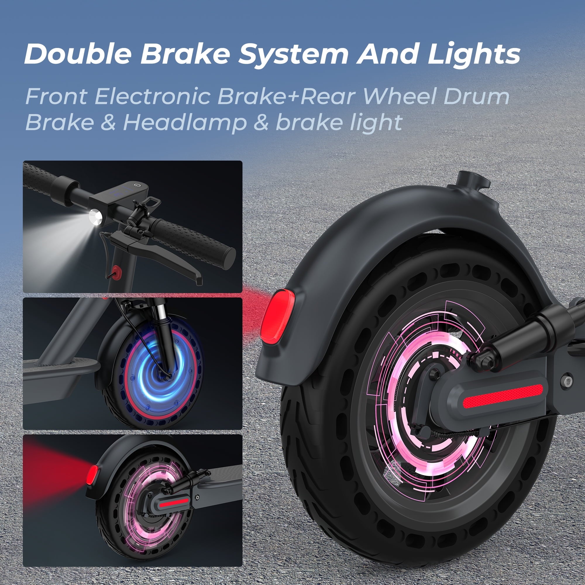 AOVOPRO TMAX 500W 10' Foldable Electric Scooter, 21 mph Top Speed with Dual Braking System and Shock Absorption