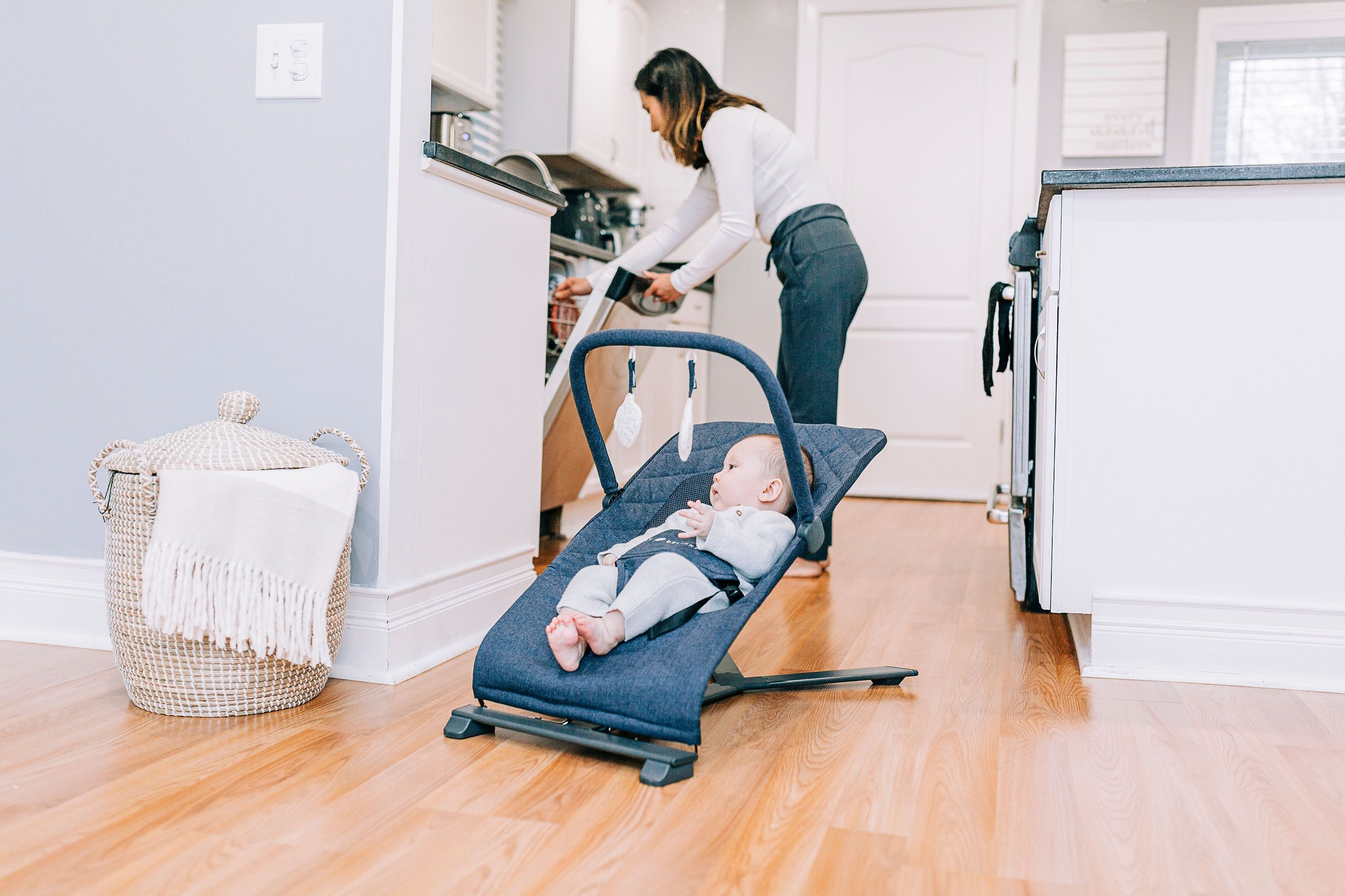 Baby Delight Alpine Deluxe Portable Infant Bouncer - for Use 0-6 Months- Quilted Indigo