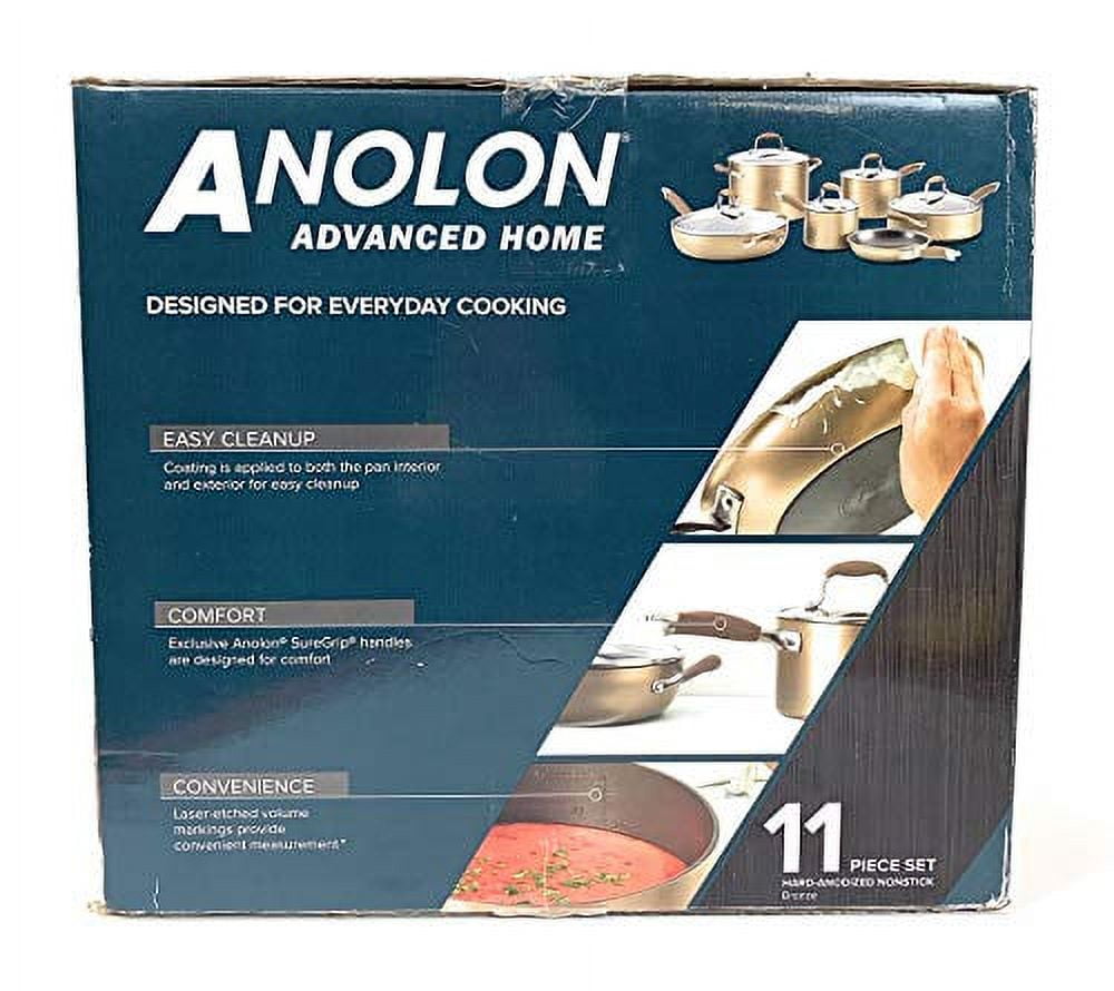 Anolon Advanced Home 11 Piece Nonstick Pots and Pans Set, Bronze
