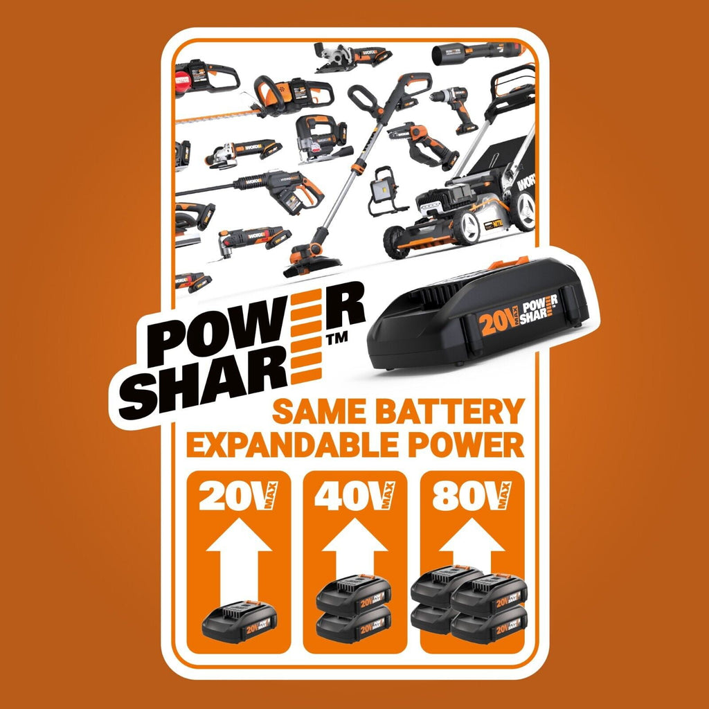 Worx WG779 40V Power Share 4.0Ah 14" Cordless Lawn Mower (Battery and Charger Included)