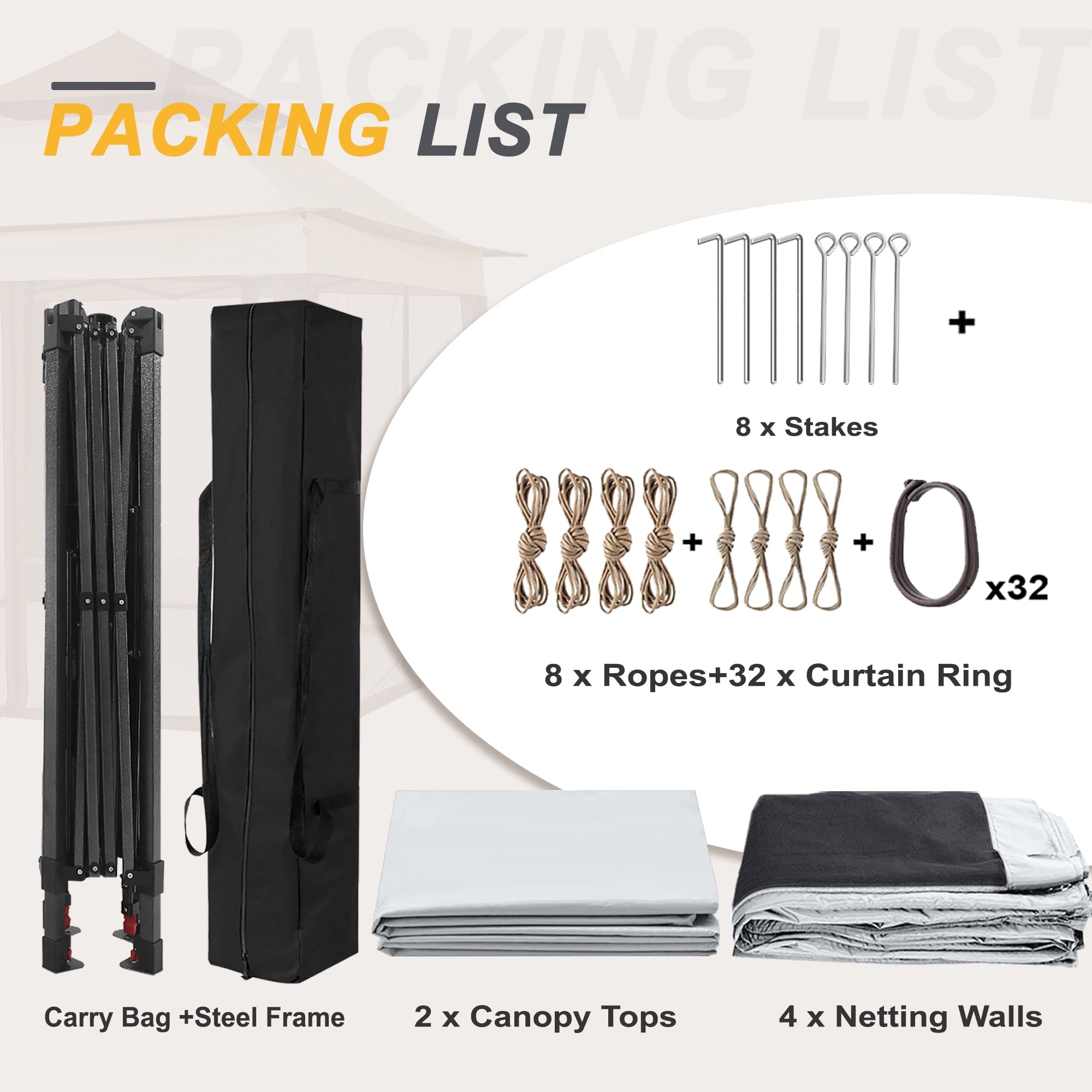 ABCCANOPY 13'x13' Gazebo Tent Outdoor Pop up Gazebo Canopy Shelter with Mosquito Netting, Brown