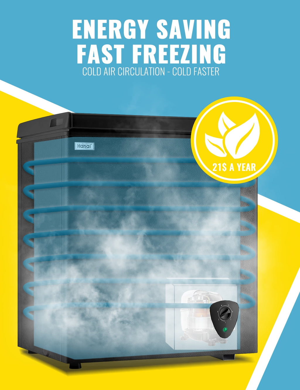 3.5 Cubic Feet Chest Freezer Small Deep Freezers with 7 Gears Temp Control Office Dorm Kitchen White