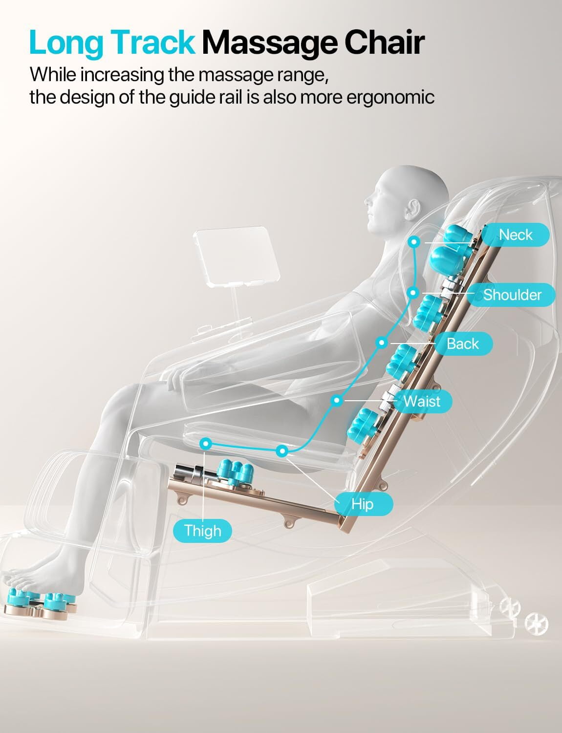 ALLJOY Massage Chair, Full Body Zero Gravity Recliner with Heating, Bluetooth Speaker, Touch Screen, Foot Rollers（Black）