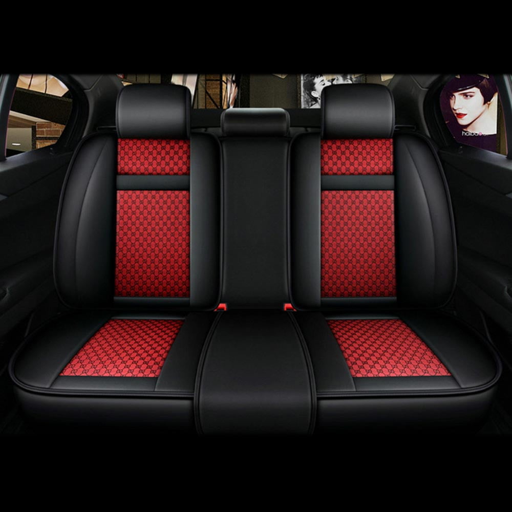 Aotiyer Universal Car Seat Covers 5PCS Full Set Car Seat Covers Accessories Breathable Leather Automotive Seat Covers for Most Cars SUVs Pick-up Trucks