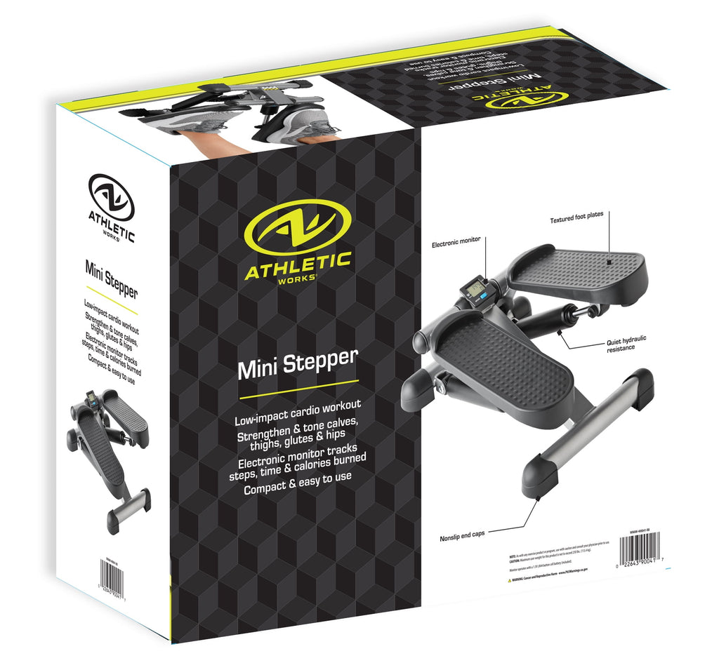 Athletic Works Mini Stepper Machine with Hydraulic Tension Resistance, Compact 14" L x 15" W x 12.5" H Footprint