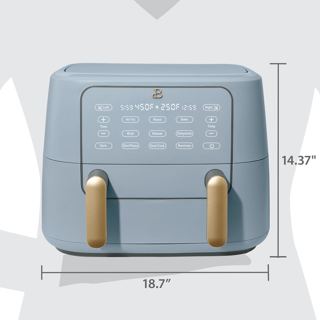 Beautiful 9 QT TriZone Air Fryer, White Icing by Drew Barrymore