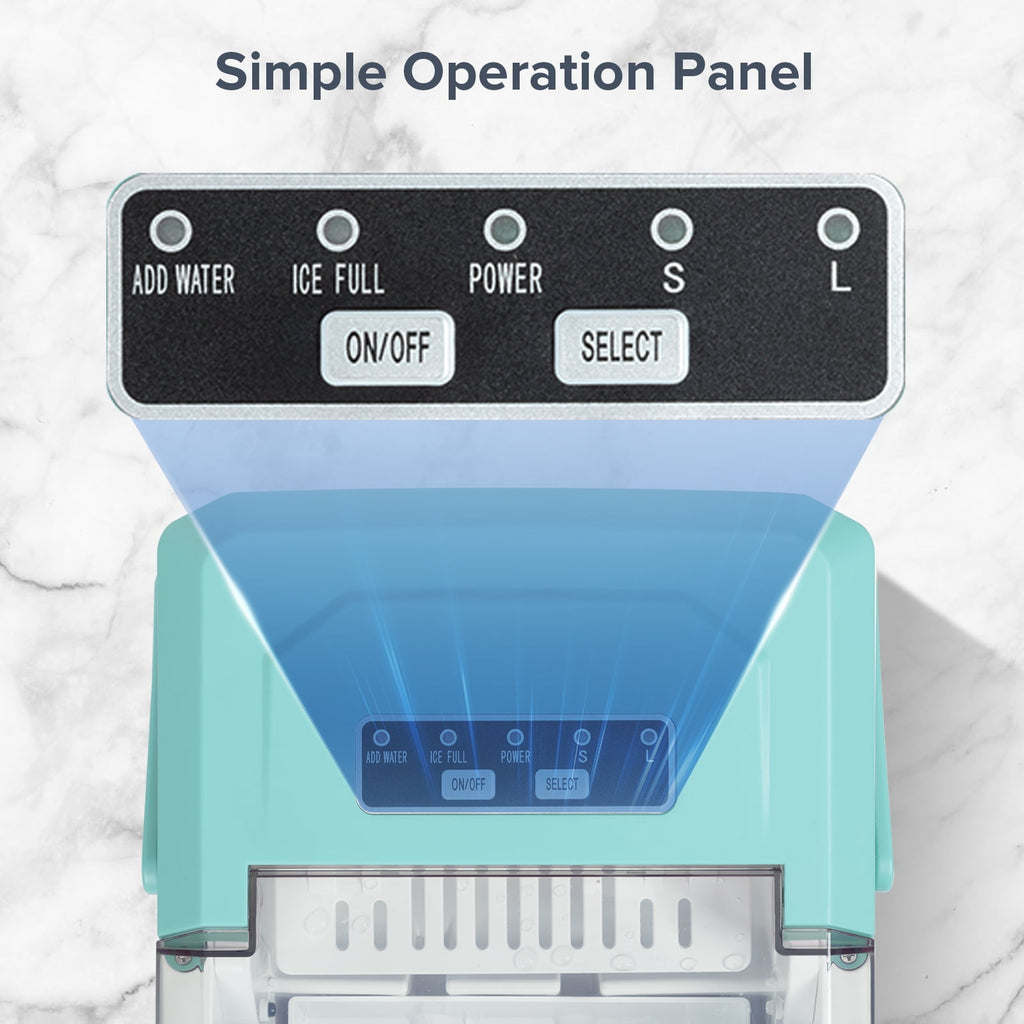 Auseo Countertop Ice Maker, Self-cleaning Portable Ice Maker Machine with Handle and Ice Scoop, Bullet Ice Cubes, 9Pcs/8Min 26Lbs/24H for Home/Office/Bar/Party (Black)