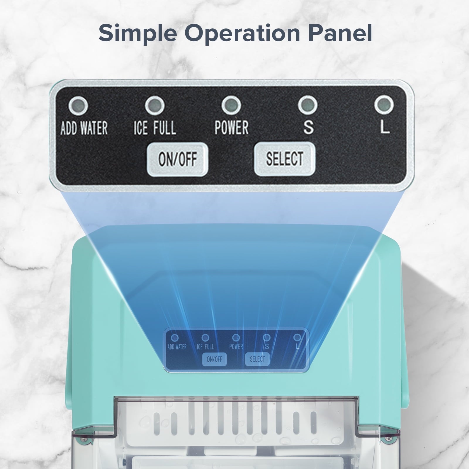 Auseo Countertop Ice Maker, Self-cleaning Portable Ice Maker Machine with Handle and Ice Scoop, Bullet Ice Cubes, 9Pcs/8Min 26Lbs/24H for Home/Office/Bar/Party (Black)