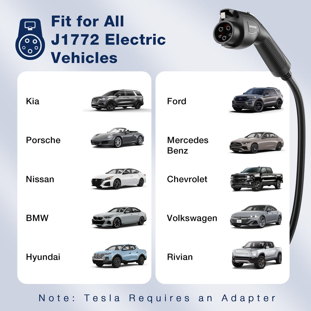 AVAPOW Level 2 Portable EV Charger, 240V 40A Electric Car Charger with 25FT Charging Cable, Plug-in EV Charging Station with NEMA 14-50 Plug