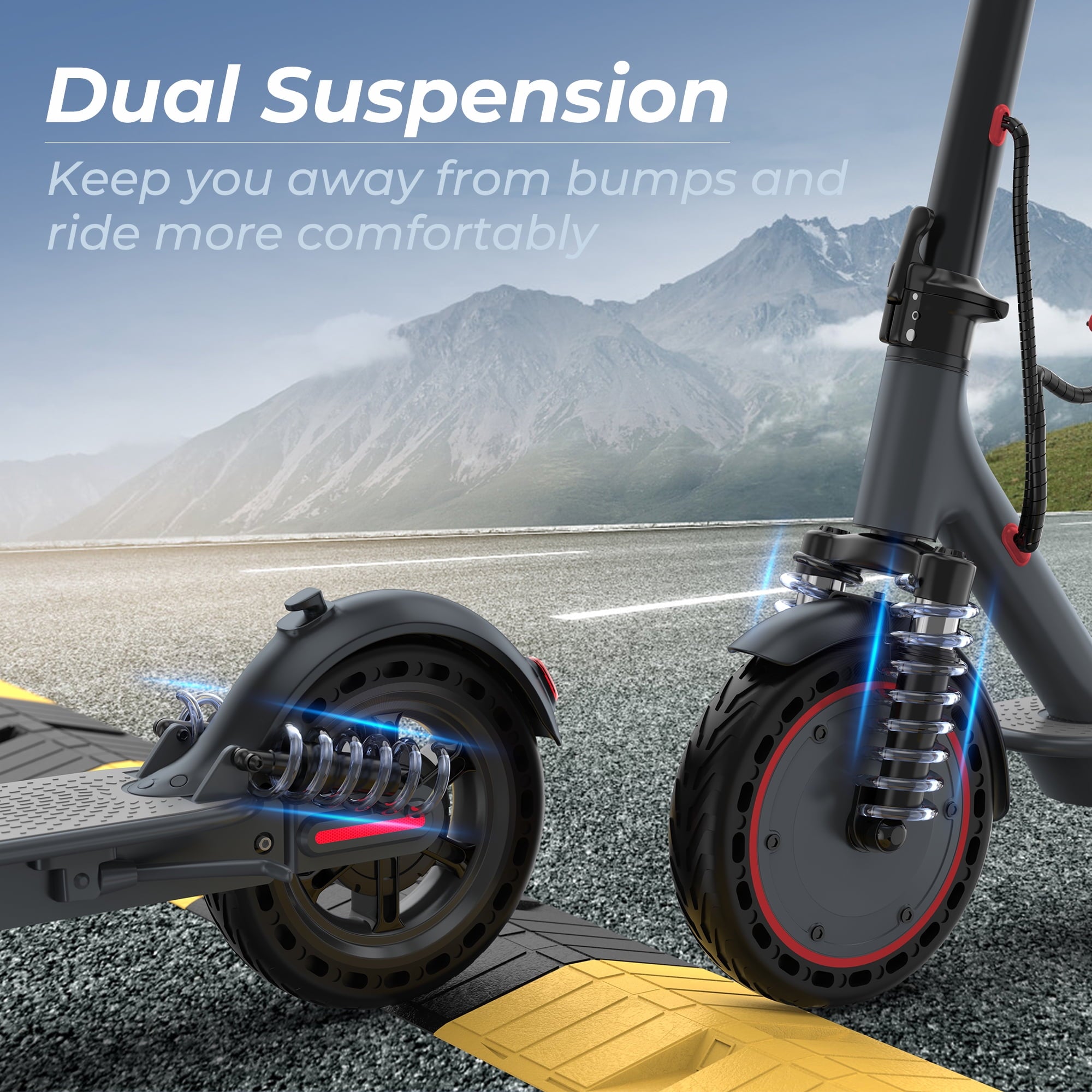 AOVOPRO TMAX 500W 10' Foldable Electric Scooter, 21 mph Top Speed with Dual Braking System and Shock Absorption