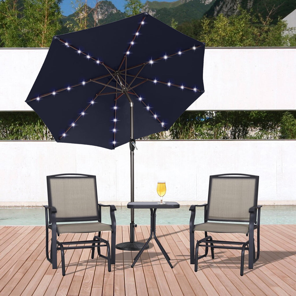 ABCCANOPY 7.5ft Patio Solar Umbrella LED Outdoor Umbrella with Tilt and Crank, Turquoise