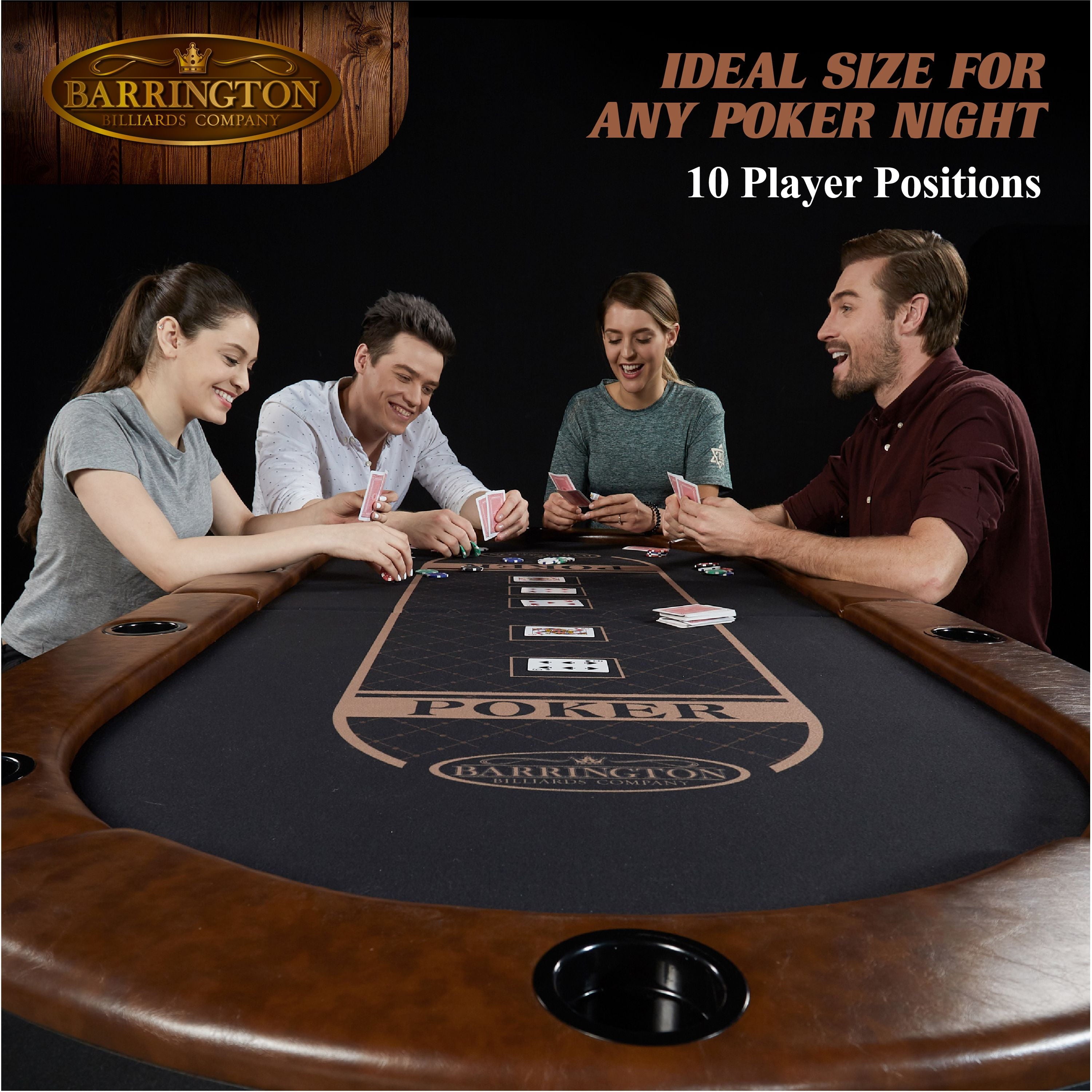 Barrington Premium Charleston 10 Player Brown Poker Table, No Assembly Required