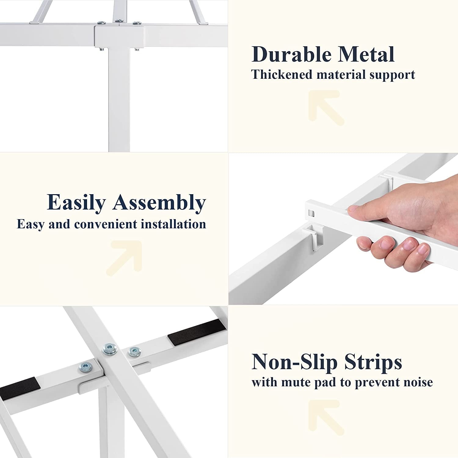 Allewie Queen Size Metal Platform Bed Frame with Victorian Style Wrought Iron-Art Headboard/Footboard, White