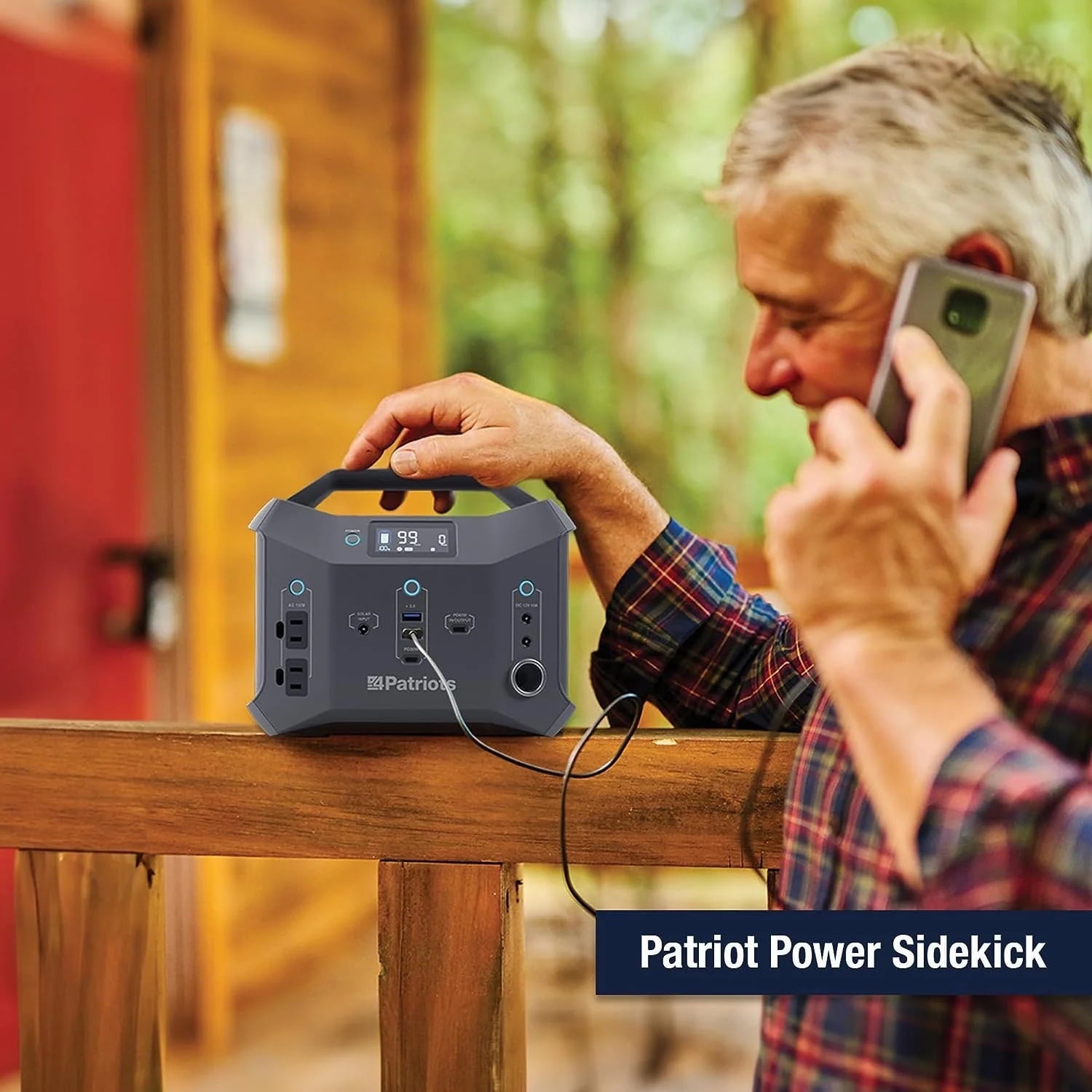4Patriots Patriot Power Sidekick Solar Generator, 300wH Portable Power Station with 40 Watt Solar Panel, AC Fast Charging in 5 Hours, Dual 110V AC Outlets, Only 8 Lbs