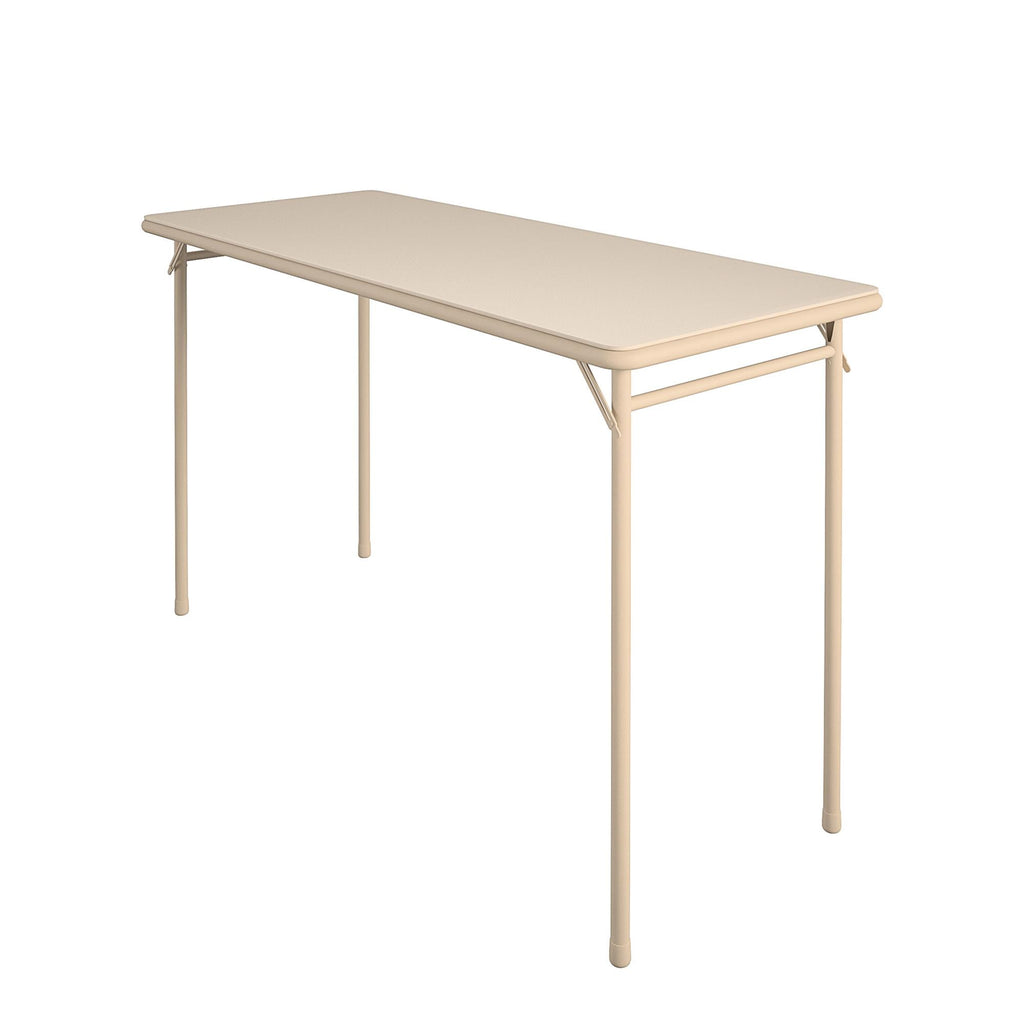 20" x 48" Vinyl Upholstered Steel Frame Folding Table Antique Linen