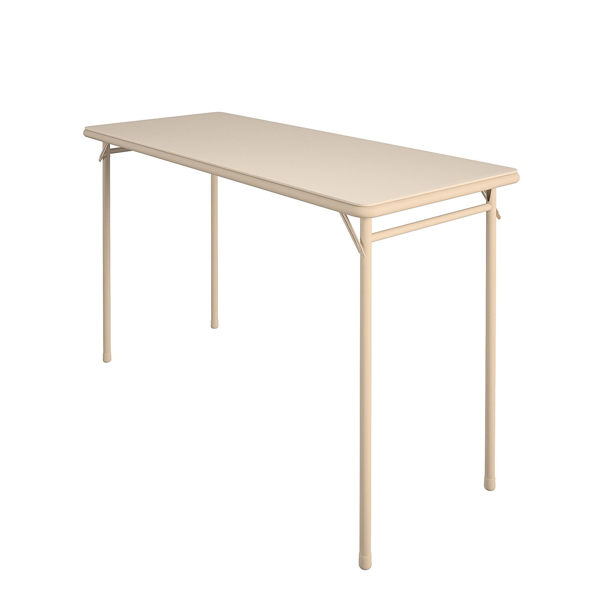 20" x 48" Vinyl Upholstered Steel Frame Folding Table Antique Linen