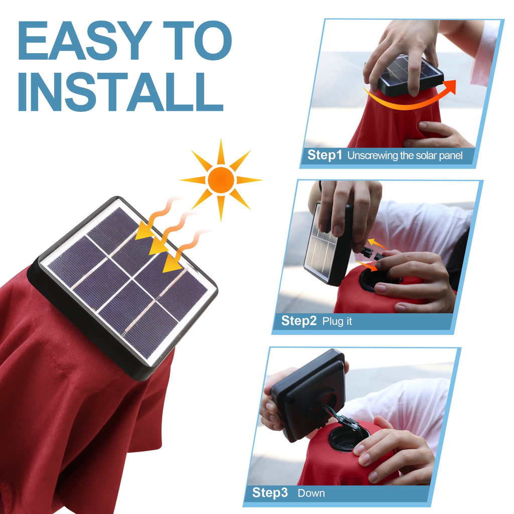 ABCCANOPY 7.5ft Patio Solar Umbrella LED Outdoor Umbrella with Tilt and Crank, Turquoise