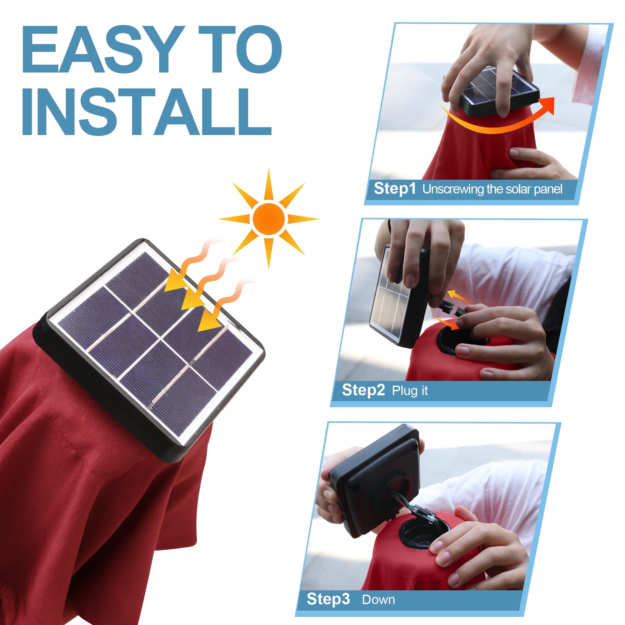 ABCCANOPY 7.5ft Patio Solar Umbrella LED Outdoor Umbrella with Tilt and Crank, Turquoise