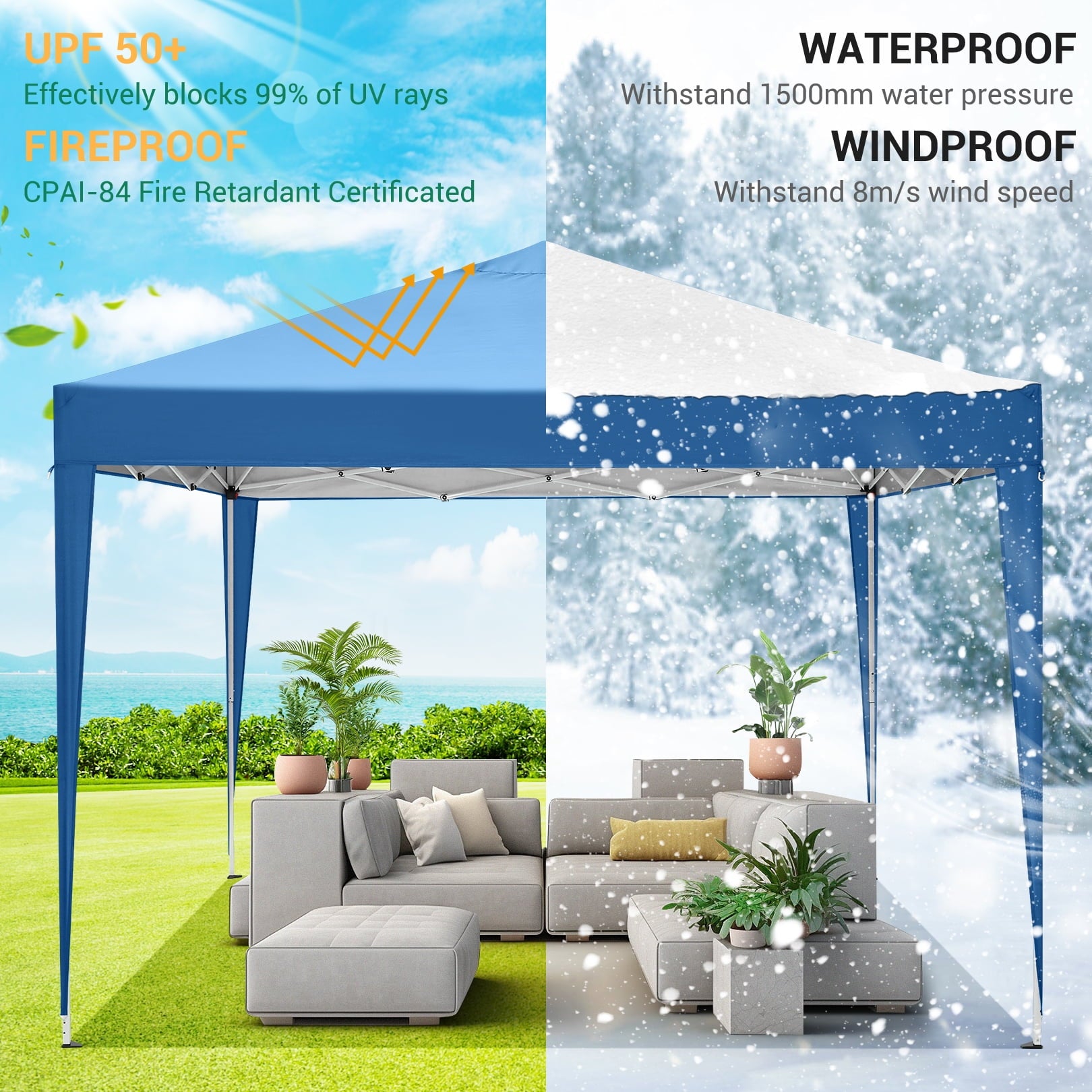 10'x 10' Pop up Canopy 1 Person Setup Canopy Portable Outdoor Party Instant Shelter with 4 Removable Sidewalls & Carrying Bag for Wedding Picnics Camping, White