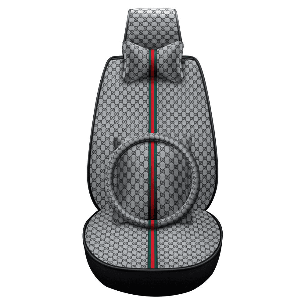 Aotiyer Universal Car Seat Covers 5PCS Full Set Car Seat Covers Accessories Breathable Leather Automotive Seat Covers for Most Cars SUVs Pick-up Trucks