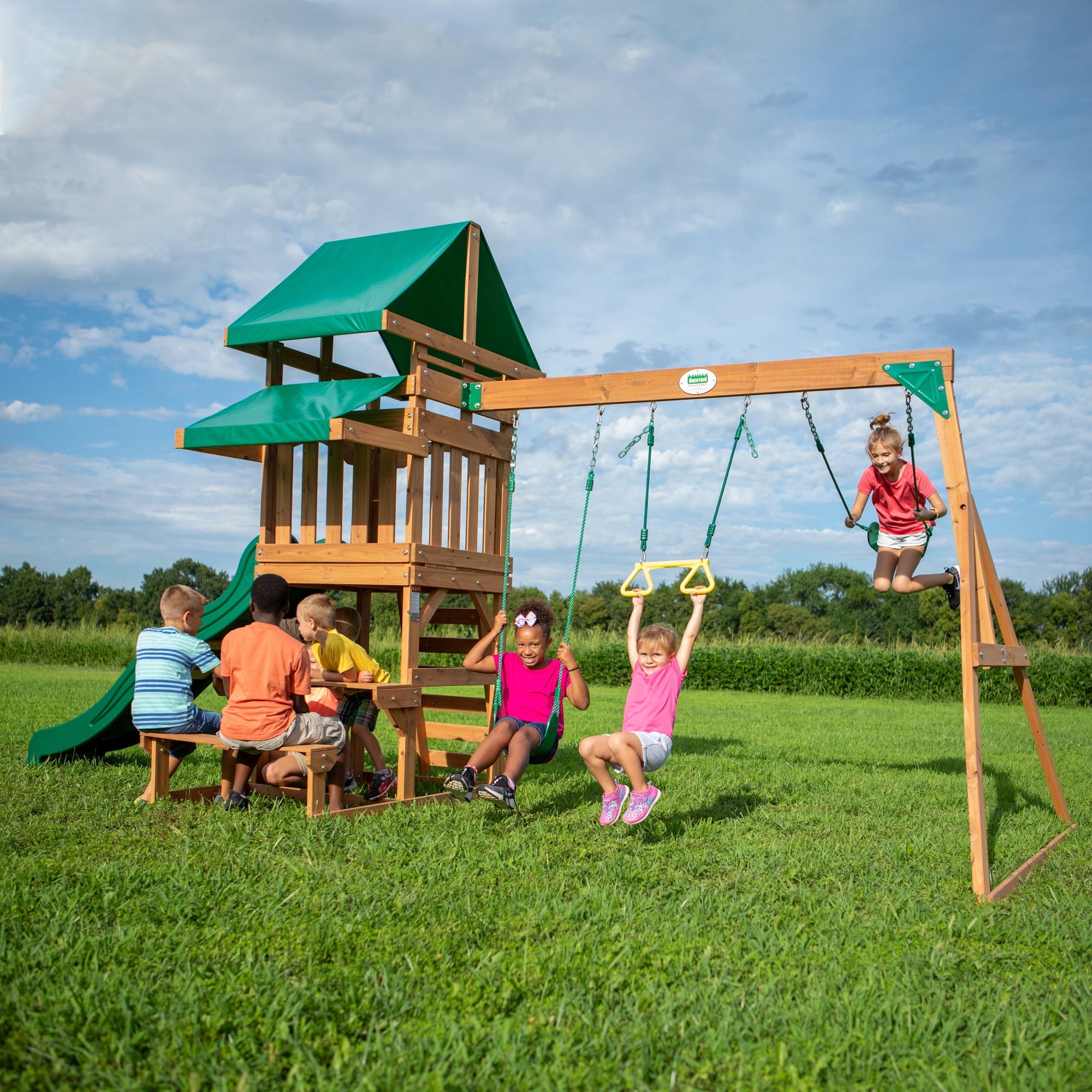 Backyard Discovery Belmont All Cedar Wood Playset Swing Set