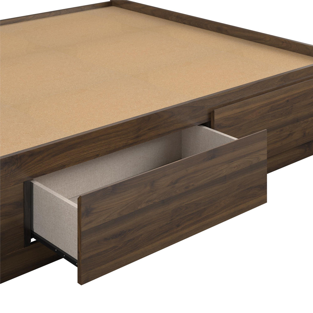 Ameriwood Home Twin Platform Bed with Drawers, Ivory Oak