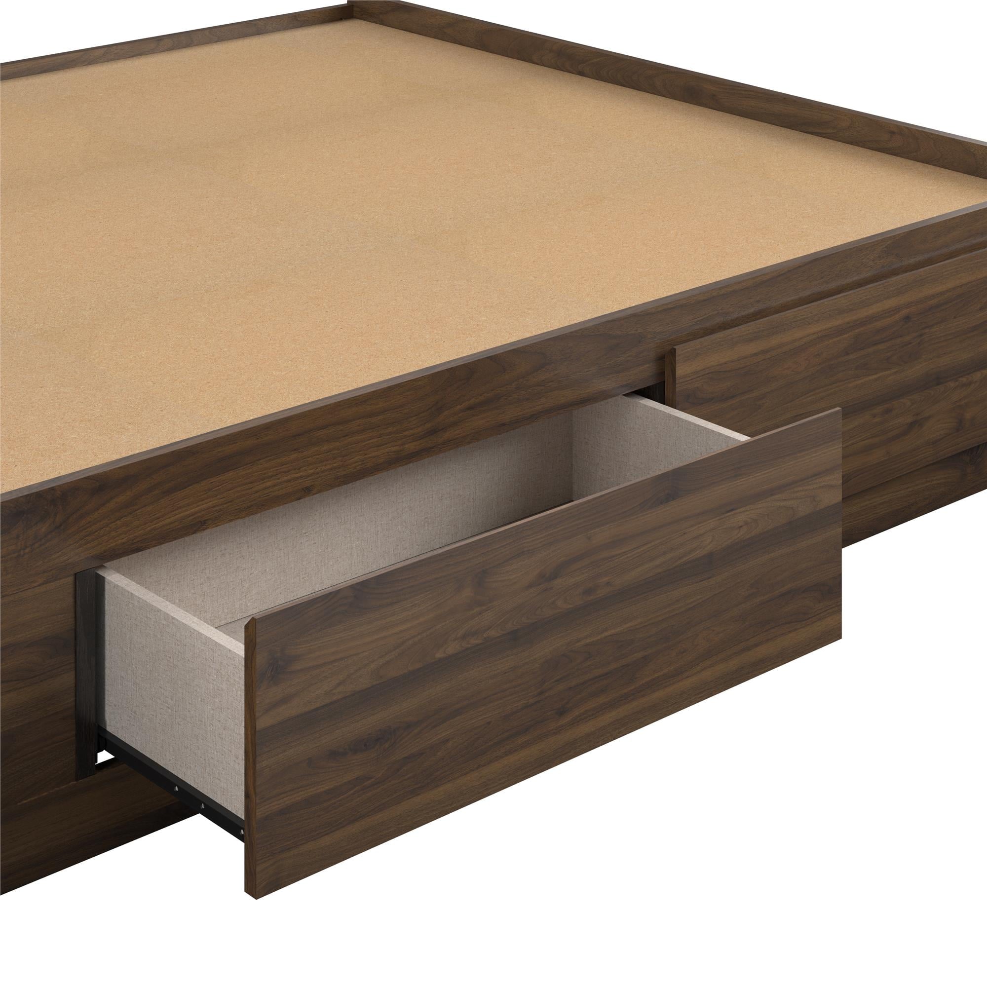 Ameriwood Home Twin Platform Bed with Drawers, Ivory Oak