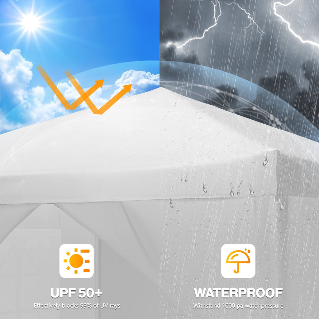 10'x 10' Pop up Canopy 1 Person Setup Canopy Portable Outdoor Party Instant Shelter with 4 Removable Sidewalls & Carrying Bag for Wedding Picnics Camping, White