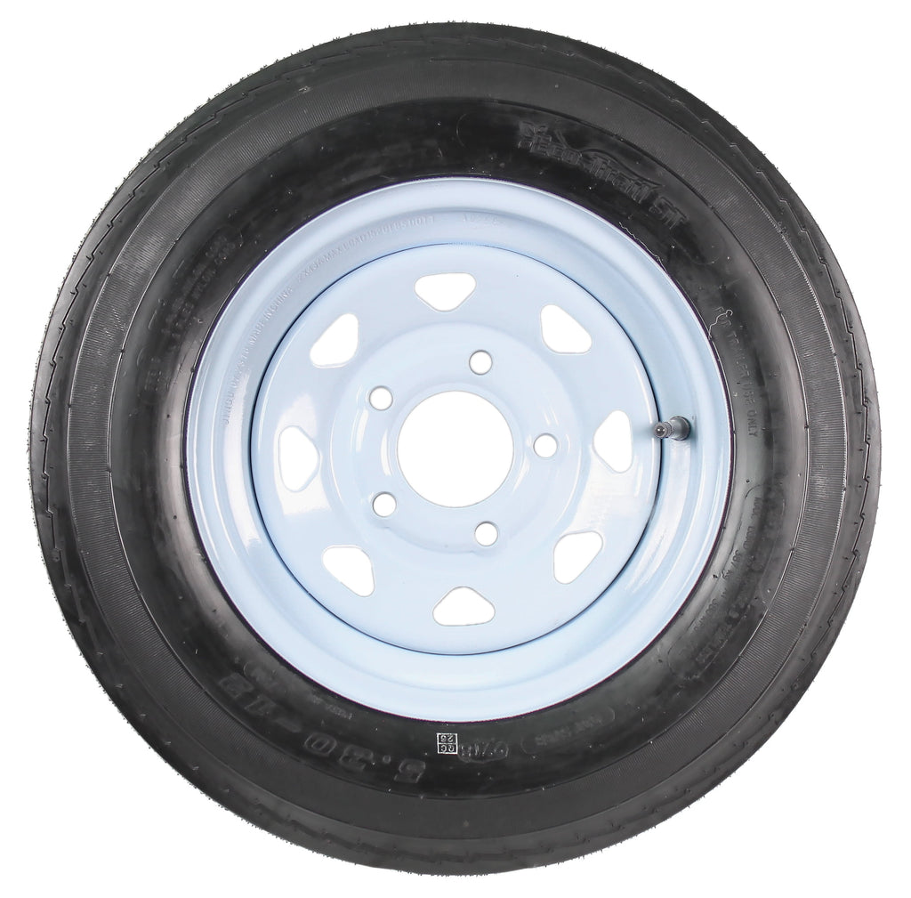 2-Pack Trailer Tire On Rim 530-12 5.30-12 12 in. White Spoke Wheel 5 Bolt C