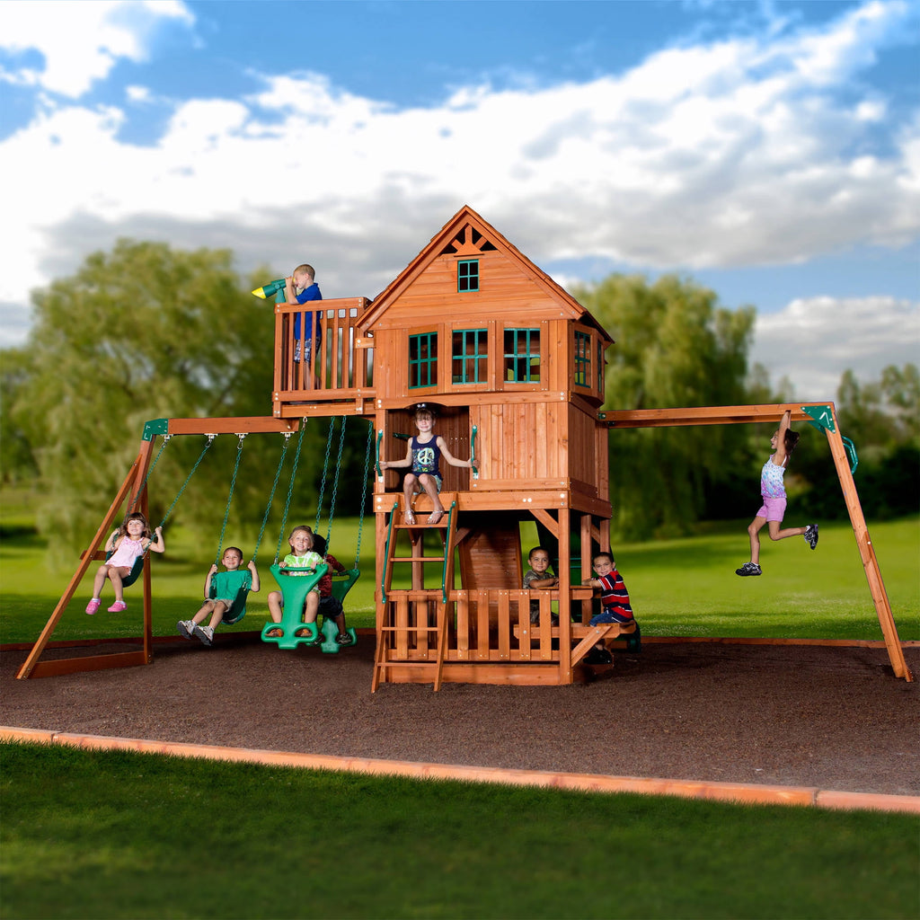 Backyard Discovery Skyfort II Wooden Cedar Swing Set