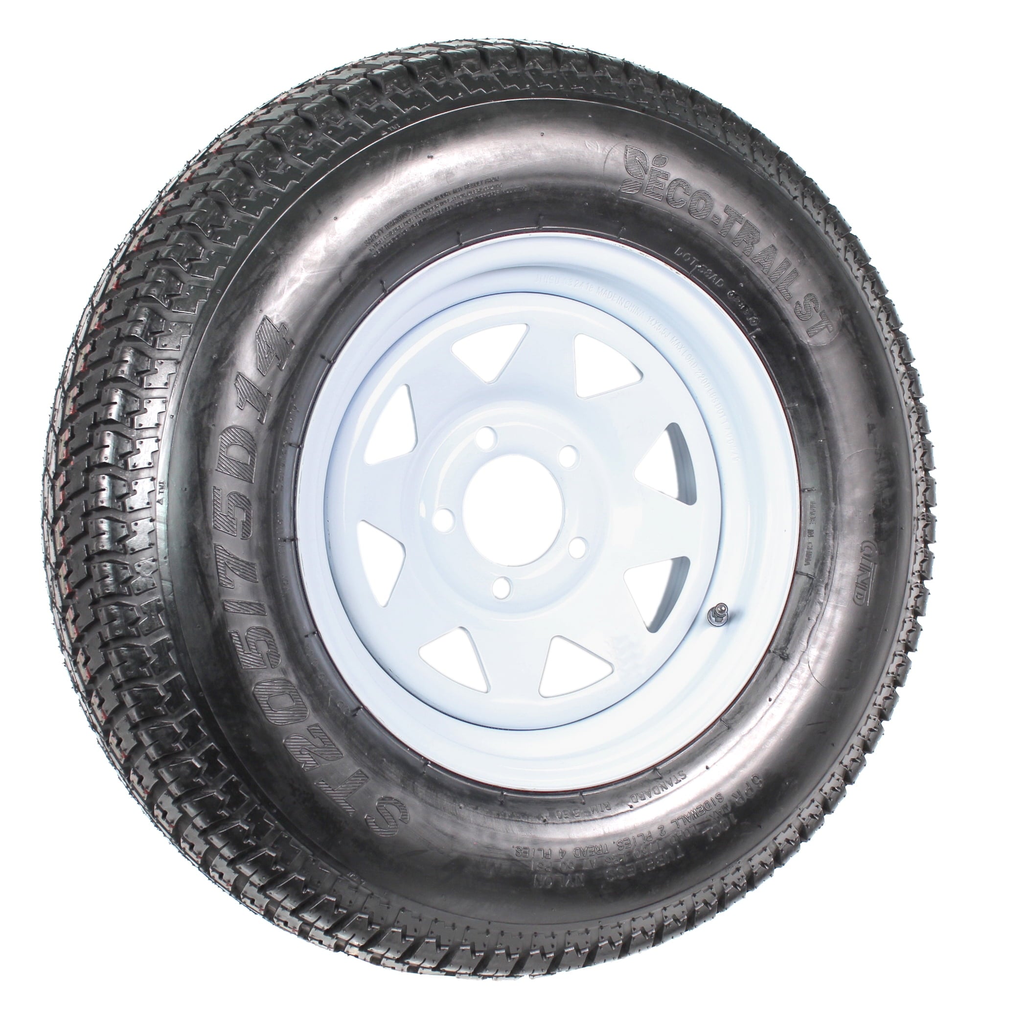 2-Pk Trailer Tire On Rim ST205/75D14 205/75 14 in. LRC 5 Hole White Spoke Wheel
