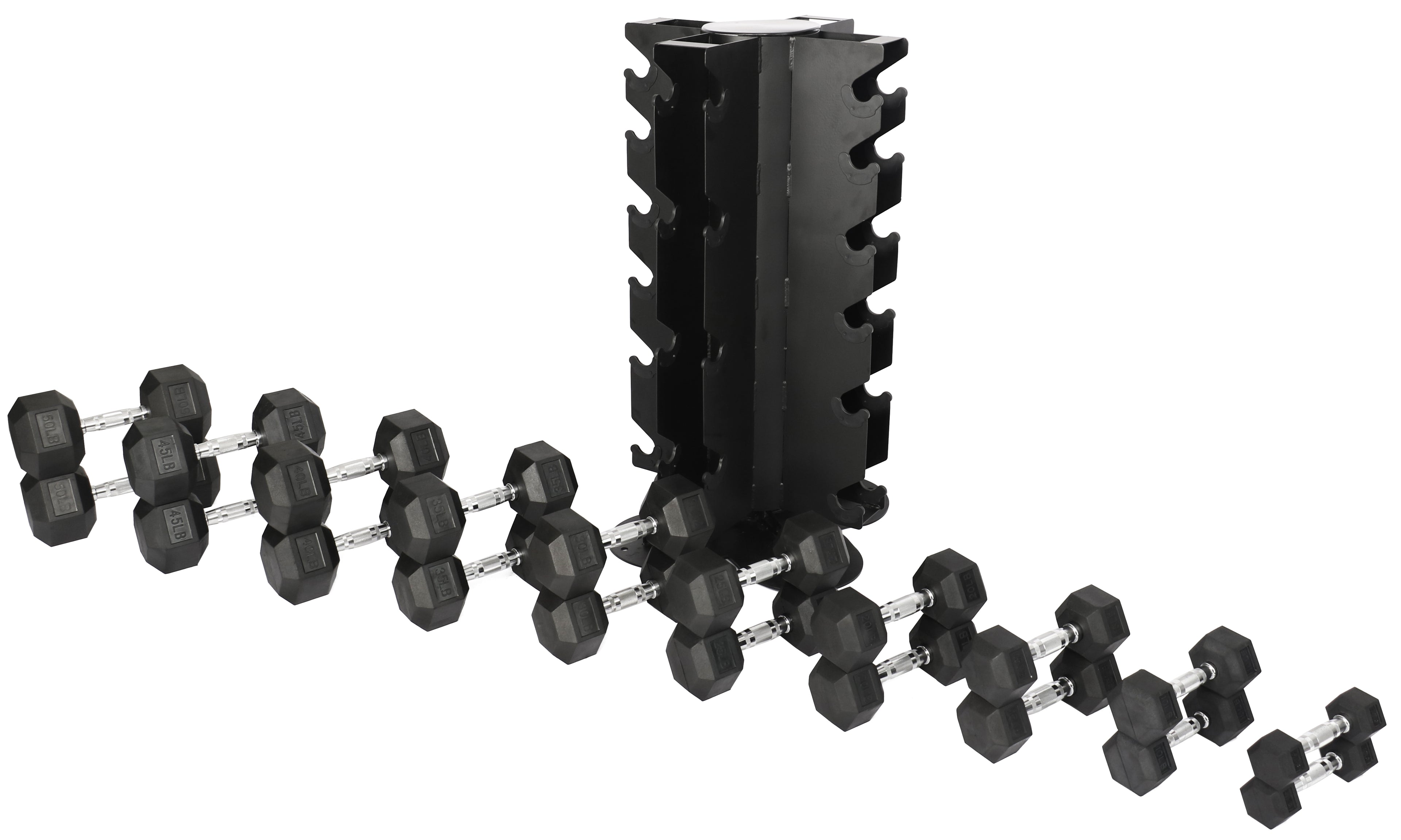 BalanceFrom 100LB Rubber Coated Hex Dumbbell Weight Set with A-Frame Rack, 5-20 lbs Pairs