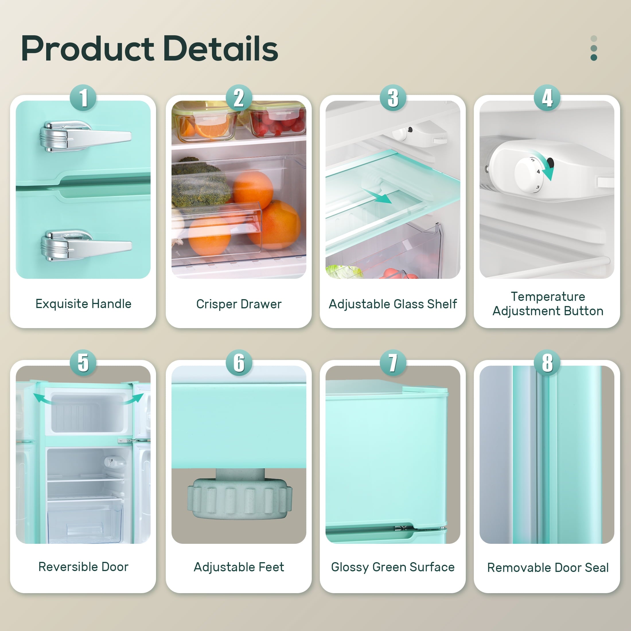 Auseo 3.1 Cu.Ft Double Door Mini Fridge with Freezer, Compact Retro Refrigerator for Dorm, Office, Bar, Bedroom, Black