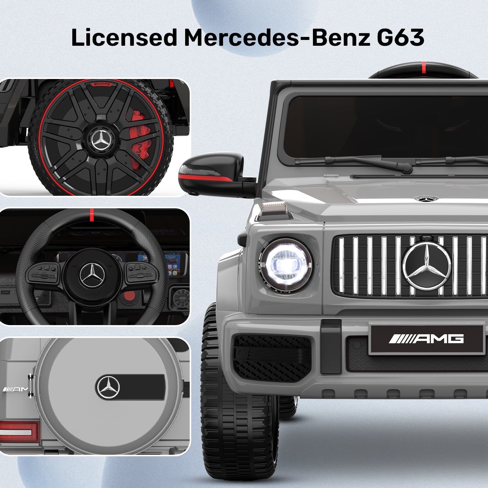 12Volt 1 Seater Mercedes-Benz G63 Licensed Powered Ride on Toy with Remote Control, Gift for Kids Aged 2~4 Years -Red
