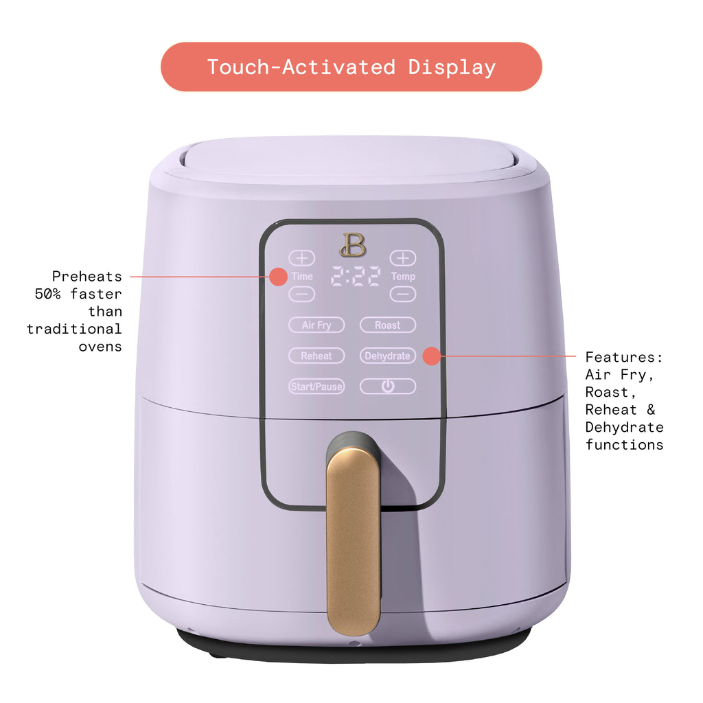 Beautiful 6 Qt Air Fryer with TurboCrisp Technology and Touch-Activated Display, White Icing by Drew Barrymore