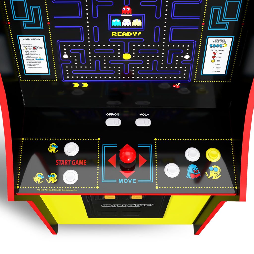 Arcade1Up PAC-MAN Classic Arcade Game, built for your home, 4 feet tall stand-up cabinet, 14 classic games, and 17-inch screen