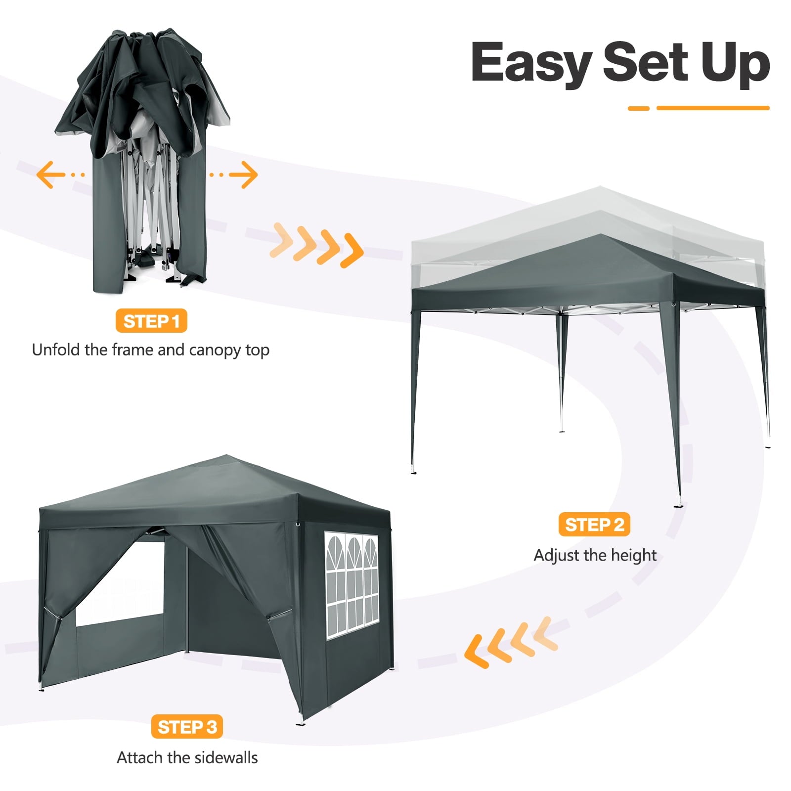 10'x 10' Pop up Canopy 1 Person Setup Canopy Portable Outdoor Party Instant Shelter with 4 Removable Sidewalls & Carrying Bag for Wedding Picnics Camping, White