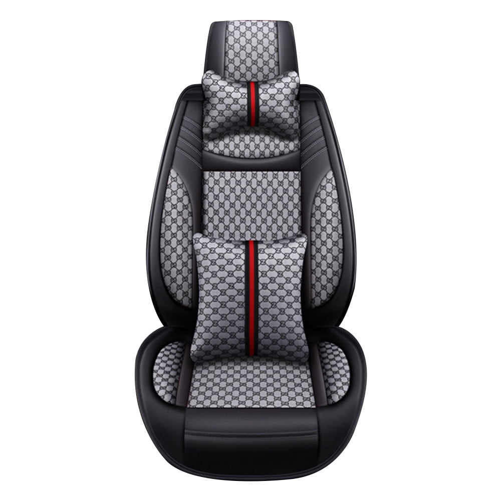 Aotiyer Universal Car Seat Covers 5PCS Full Set Car Seat Covers Accessories Breathable Leather Automotive Seat Covers for Most Cars SUVs Pick-up Trucks