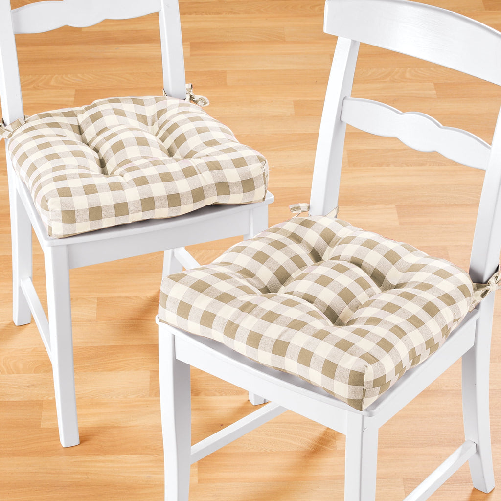 Achim Buffalo Polyester & Cotton Tufted Chair Seat Cushions, Checkered  Burgundy, 16 in x 15 in x 3 in, Set of Two